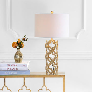 Oliver 26.5" Metal Quatrefoil LED Table Lamp - JONATHAN Y